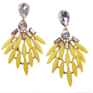 💛 YELLOW CRYSTAL FEATHER EARRINGS! 💛